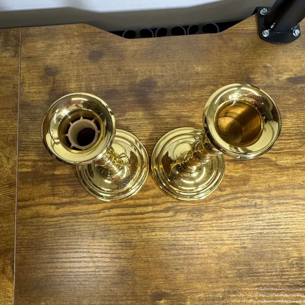 PartyLite Brass Taper Candlestick Holders Set of 2 Gold‎ Tone Vintage Style - Picture 2 of 8